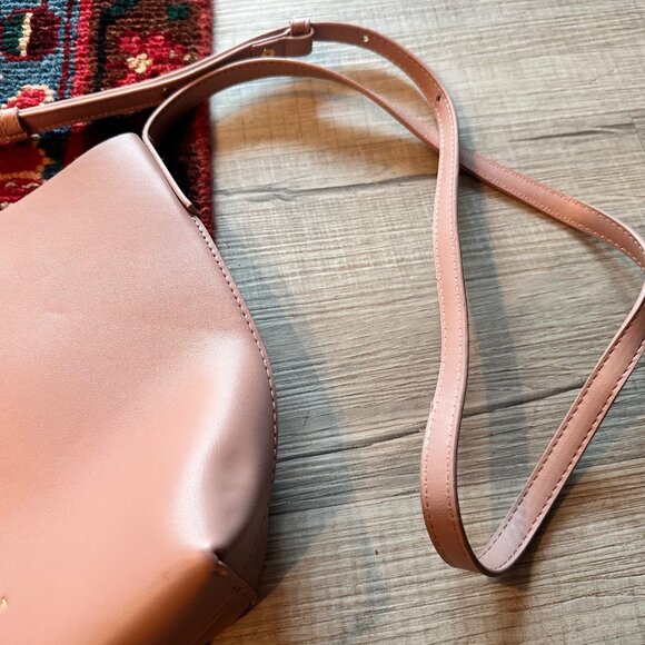 Anthropologie Samara Vegan Leather Adjustable Small Crossbody Pink Purse - Picture 5 of 9